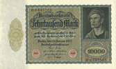 DEUTSCHLAND 10 000 mark Allemagne. Billet. 19.1.1922, série H -