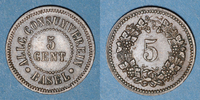 EUROPA Suisse. Ville de Bâle.Suisse. Allgemeine Consumverein. 5 cent