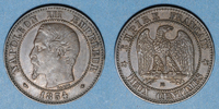 FRANZÖSISCHE MODERNE MÜNZEN 2e empire (1852-1870). 2 centimes, tête nue, 1854BB. Strasbourg