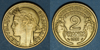 FRANZÖSISCHE MODERNE MÜNZEN 3e république (1870-1940). 2 francs Morlon 1931
