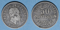 EUROPA Italie. Victor Emmanuel II (1861-78). 50 centésimi 1863M. Milan