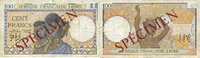 EHEMALIGE FRANZÖSISCHE KOLONIEN 100 francs Afrique Equatoriale Française. Afrique Française Libre. Billet. type BAO modifié -