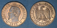 FRANZÖSISCHE MODERNE MÜNZEN 1 centime 2e empire (1852-1870). tête nue -