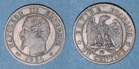 FRANZÖSISCHE MODERNE MÜNZEN 1 centime 2e empire (1852-1870). tête nue Strasbourg -