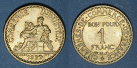 FRANZÖSISCHE MODERNE MÜNZEN 1 franc 3e république (1870-1940). Chambre de Commerce -