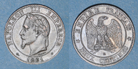 FRANZÖSISCHE MODERNE MÜNZEN 2 centimes 2e empire (1852-1870). tête laurée Strasbourg. Pointe du buste alignée sur le 1 -
