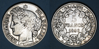 FRANZÖSISCHE MODERNE MÜNZEN 5 francs 2e république (1848-1852). Cérès -