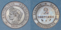 FRANZÖSISCHE MODERNE MÜNZEN 2 centimes 3e république (1870-1940). Cérès -