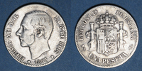 EUROPA 1 pesetas Espagne. Alphonse XII (1874-1885). 1885/85MS-M -