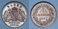 ALTDEUTSCHLAND MÜNZEN 1 kreuzer Bade. Frédéric I, grand duc (1856-1907). -