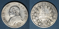 EUROPA 1 lire Vatican. Pie IX (1846-1878). 1866 R, an XXI. Petit buste -