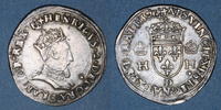 FRANZÖSISCHE KÖNIGLICHE MÜNZEN teston Henri II (1547-1559). 1/2 1er type, et point 12e. Lyon -