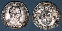 FRANZÖSISCHE KÖNIGLICHE MÜNZEN Teston Charles IX (1560-74). Monnayage au nom de Henri II. du Dauphiné et rose. Grenoble -