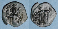 ISLAM Follis Syrie. Monnayage pseudo-byzantin (638-c.670). figure impériale debout tenant une longue croi -