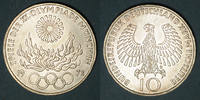 KAISERREICH MÜNZEN 10 mark Allemagne. Jeux olympiques. Flamme -