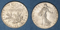 FRANZÖSISCHE MODERNE MÜNZEN 50 centimes 3e république (1870-1940). Semeuse -