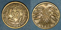 KAISERREICH MÜNZEN 50 rentenpfennig Allemagne. République de Weimar. -