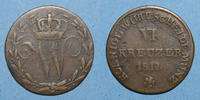 ALTDEUTSCHLAND MÜNZEN 6 kreuzer Wurtemberg. Guillaume I (1816-1864). -