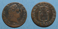 FRANZÖSISCHE KÖNIGLICHE MÜNZEN Liard Louis XV (1715-1774). à la vieille tête Strasbourg -