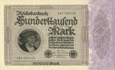 DEUTSCHLAND 100 000 mark Allemagne. Billet. Série U -