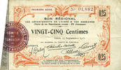FRANZÖSISCHE NOTSCHEINE 25 centimes Aisne et Ardennes. Bon régional. Laon. Billet. 1ère série -