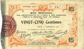 FRANZÖSISCHE NOTSCHEINE 25 centimes Aisne et Ardennes. Bon régional. Laon. Billet. 8e série -