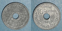 ALTE FRANZÖSISCHE KOLONIEN 10 centimes Tunisie. Mohammed al -Amine, bey (1362-76H). petit module -