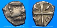 KELTISCHE MÜNZEN Drachme Volques Tectosages. Région de Toulouse. à la tête cubiste, 1er siècle AC -