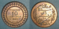 ALTE FRANZÖSISCHE KOLONIEN 10 centimes Tunisie. Mohammed En-Naceur . 1908A -