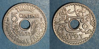 ALTE FRANZÖSISCHE KOLONIEN 5 centimes Tunisie. Ahmed II, bey (1348-1361H = 1929-1942). 1938 -