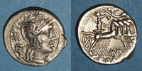 RÖMISCHE REPUBLIK Denier République romaine. M. Porcius Laeca (vers 125 AC). -