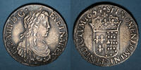 FRANZÖSISCHE KÖNIGLICHE MÜNZEN Ecu Louis XIV (1643-1715). Ecu de Navarre à la mèche longue Saint-Palais -