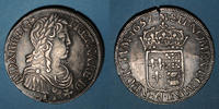 FRANZÖSISCHE KÖNIGLICHE MÜNZEN Ecu Louis XIV (1643-1715). Ecu de Béarn à la mèche longue Morlaas -