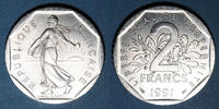 FRANZÖSISCHE MODERNE MÜNZEN 2 francs 5e république (1959- ). Semeuse 2 511 ex! -