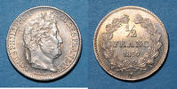 FRANZÖSISCHE MODERNE MÜNZEN 1/2 franc Louis-Philippe (1830-1848). Variété avec le chiffre 5 de la date plus petit -