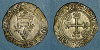 FRANZÖSISCHE KÖNIGLICHE MÜNZEN Charles VI (1380-1422). Monnayage du dauphin Charles. Florette, 1ère émission . Chinon -