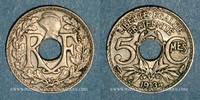 FRANZÖSISCHE MODERNE MÜNZEN 5 centimes 1934 3e république (1870-1940).  Lindauer petit module vz