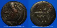 KELTISCHE MÜNZEN Potin Bellovaques. Région de Beauvais. aux chevrons et à la tête hirsute. Vers 60-30-25 AC -
