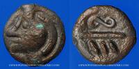 KELTISCHE MÜNZEN Potin Bellovaques. Région de Beauvais. aux chevrons et à la tête hirsute. Vers 60-30-25 AC -