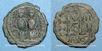 BYZANZ Follis Empire byzantin. Justin II (565-578). . Nicomédie. 1ère officine, 568-569 -