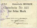 FRANZÖSISCHE NOTSCHEINE 10 mark Moosch (68). Commune. Billet. . Carton blanc. Cachet communal français -