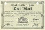 FRANZÖSISCHE NOTSCHEINE 3 mark Mulhouse (68). Ville. Billet Annulé par double perforation -
