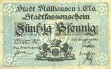 FRANZÖSISCHE NOTSCHEINE 50 pfennig Mulhouse (68). Ville. Billet Non annulé -