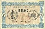 FRANZÖSISCHE NOTSCHEINE 1 franc Mulhouse (68). Ville. Billet Série B -