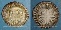 FRANZÖSISCHE KÖNIGLICHE MÜNZEN Blanc Charles VI (1380-1422). dit Guénar à l'O rond, 2e émission . Romans -