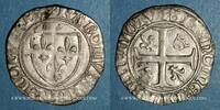 FRANZÖSISCHE KÖNIGLICHE MÜNZEN Blanc Charles VI (1380-1422). guénar à l'O rond, 2e émission . Saint-Lô -