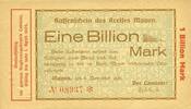 DEUTSCHLAND - NOTGELDSCHEINE (1914-1923) K -Z Mayen. Kreis. Emission des séparatistes. Billet. 1 billion mk avec timbre sec - 1.4.1924 -
