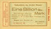 DEUTSCHLAND - NOTGELDSCHEINE (1914-1923) K -Z Mayen. Kreis. Emission des séparatistes. Billet. 1 billion mk avec timbre sec - 1.4.1924 -