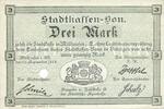 FRANZÖSISCHE NOTSCHEINE 3 mark Mulhouse (68). Ville. Billet Annulé par perforation -