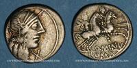 RÖMISCHE REPUBLIK Denier République romaine. Q. Minucius Rufus (vers 122 AC). -